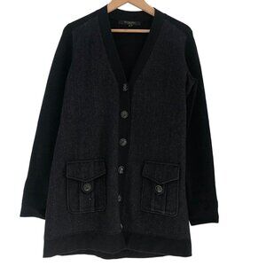 Rachel Roy Womens Cardigan Size M Wool Cashmere Herringbone